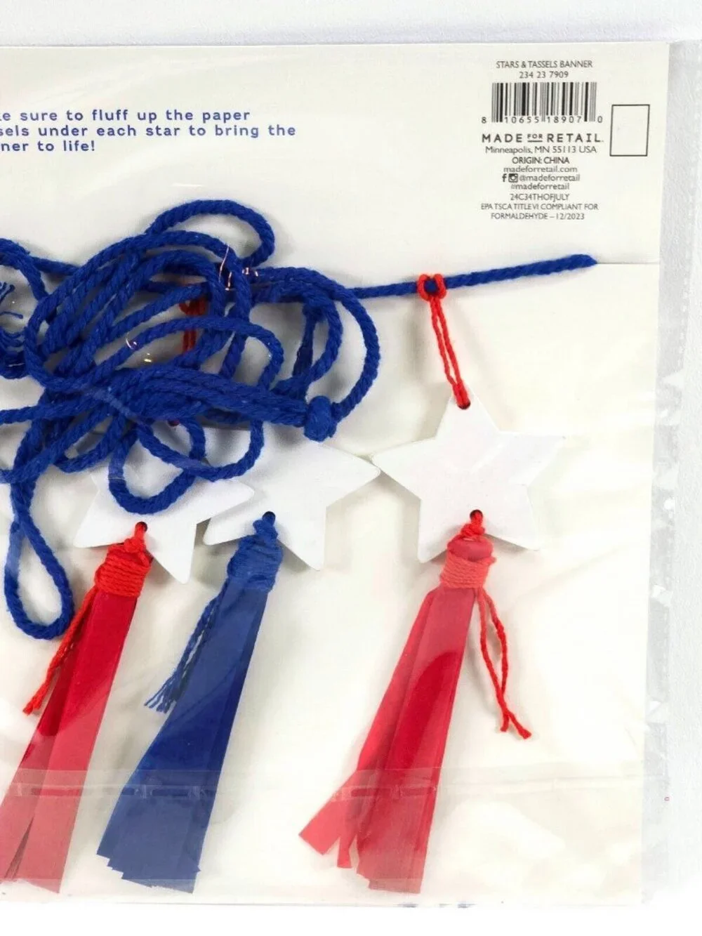 3 Pack Target Crepe Paper Stars & Tassels Red White Blue 72 in. NEW - 25% Off 5+